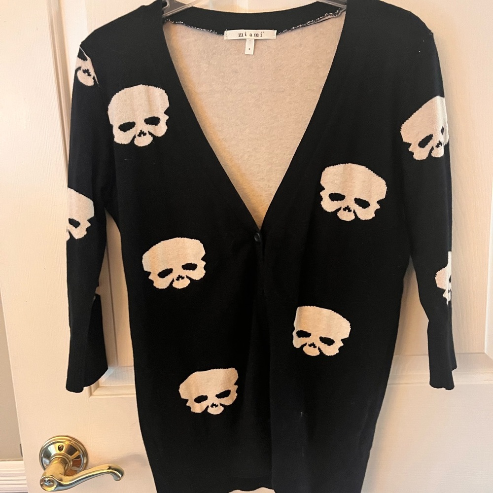 Miami Black and Cream Skull Cardigan